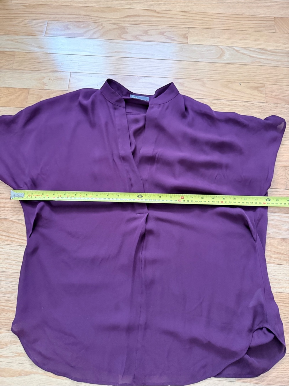 Vince 100% Silk Plum V-Neck Dolman Blouse Size M - Picture 5 of 9